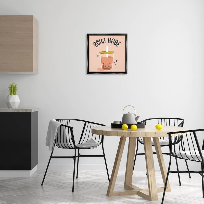 Stupell Boba Babe Bubble Tea Framed Floater Canvas Wall Art Design By Sarah Hickman