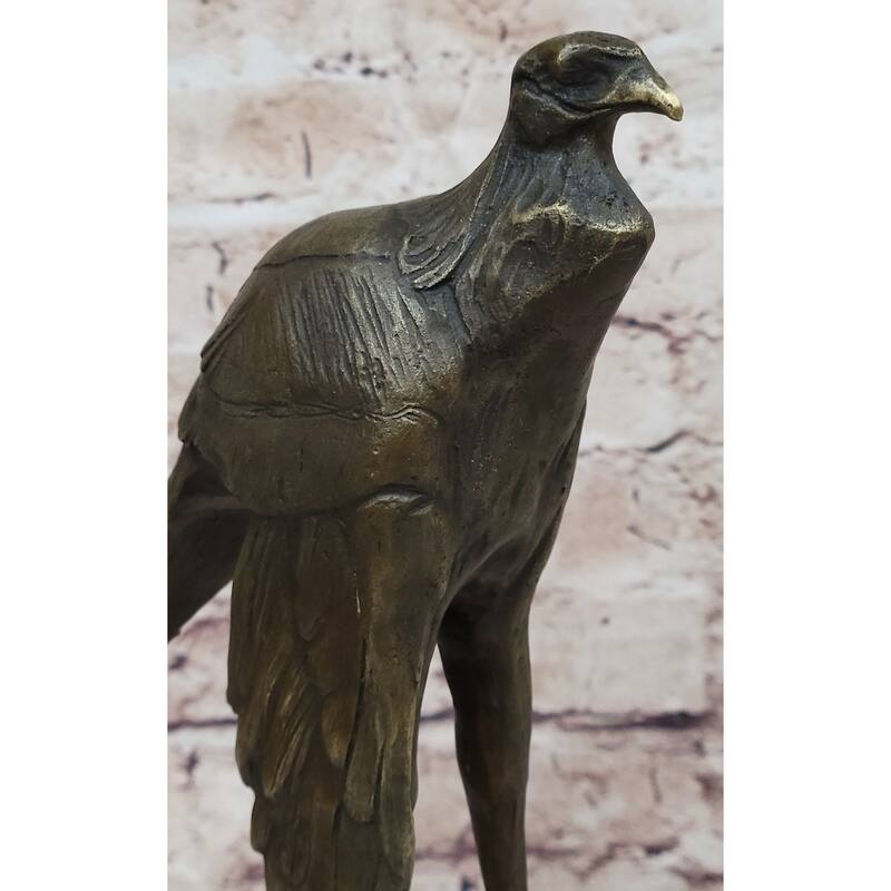 Bird Of Prey Vulture Bronze Statue Sculpture Figure On Marble Base 10 Inches X 9 Inches
