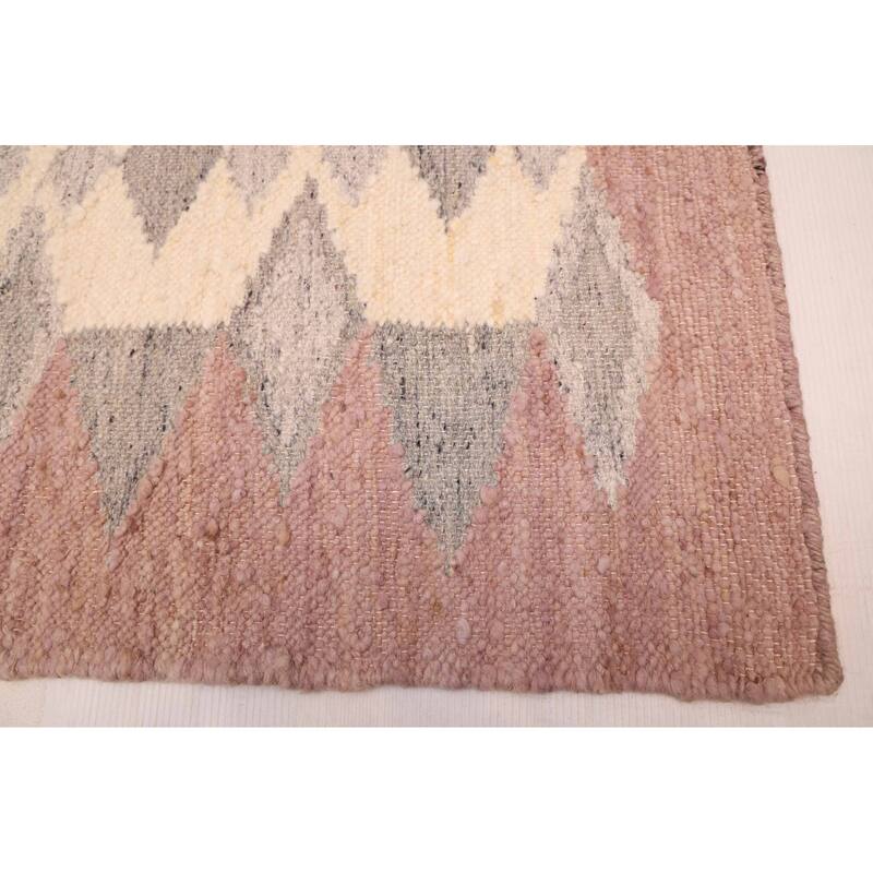 ECARPETGALLERY Flat-Weave Marrakech Cream Wool Kilim - 5'8 x 7'5