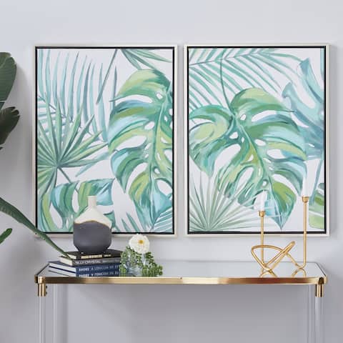 Green Canvas Coastal Framed Wall Art (Set of 2) - 24 x 1 x 32
