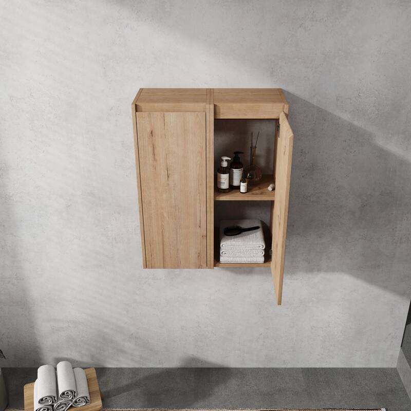 Modern Wall-Mounted Bathroom Side Cabinet with Soft-Close Doors, Floating Design, 6 Storage Compartments, 12-Inch Width