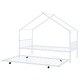 preview thumbnail 5 of 14, White Twin Size Metal House Bed with Trundle & Roof