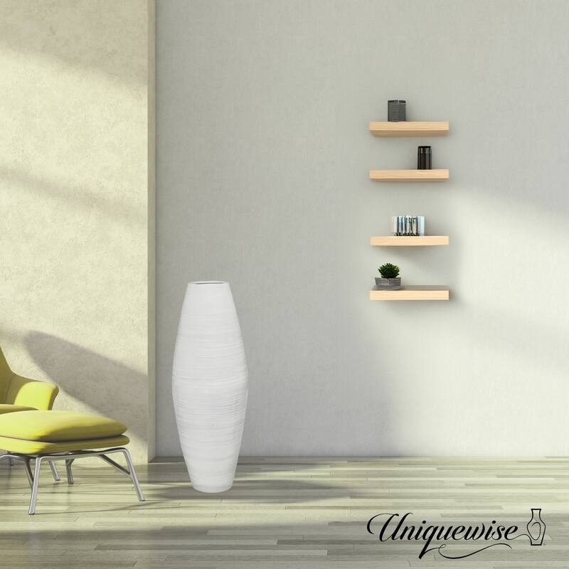 Uniquewise Tall Cylinder Bamboo Floor Vase Decorative Accent for Hotel Lobbies and Spa, Perfect Decor for Living Room or Hallway