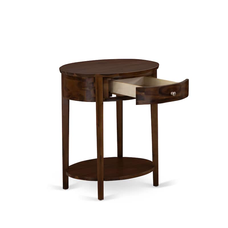 East West Furniture Mid Century Modern Nightstand with 1 Wood Drawer, Stable and Sturdy Constructed -(Finish Option)