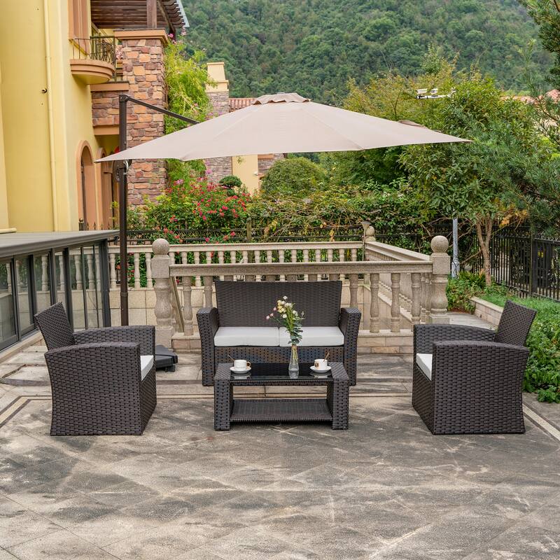 Grandview Outdoor 4-piece Grey Wicker Conversation Set