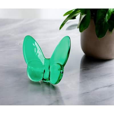 HomeRoots 3" Green Crystal Butterfly Figurine Tabletop Sculpture