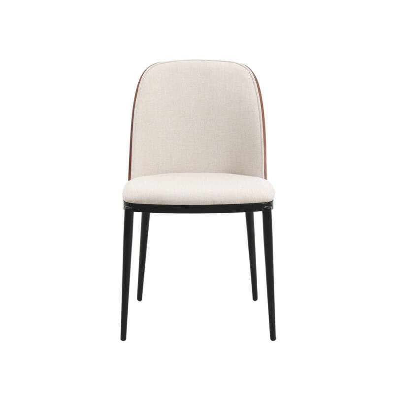 Dining Chair with Upholstered Seat and Back Side Chair with MDF Wood Frame in Black Steel