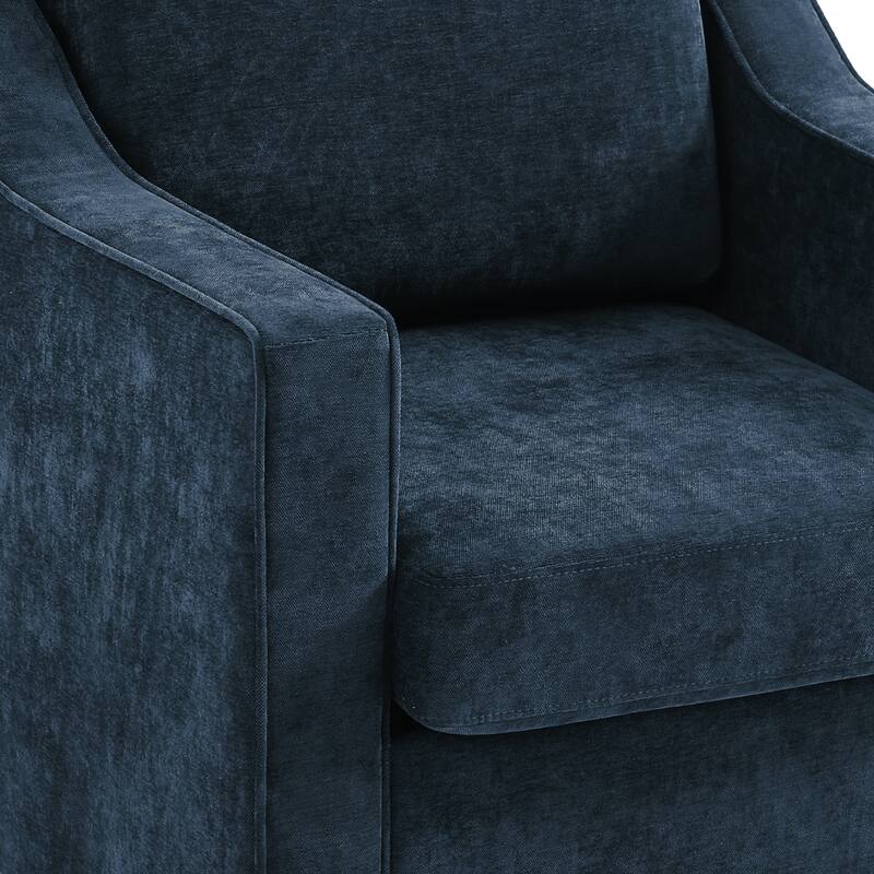 UIXE Chenille/Leather Swivel Barrel Chair Accent Chairs For Living Room