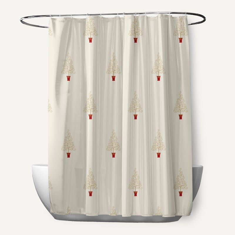 Filigree Forrest Holiday Print Shower Curtain - Ivory