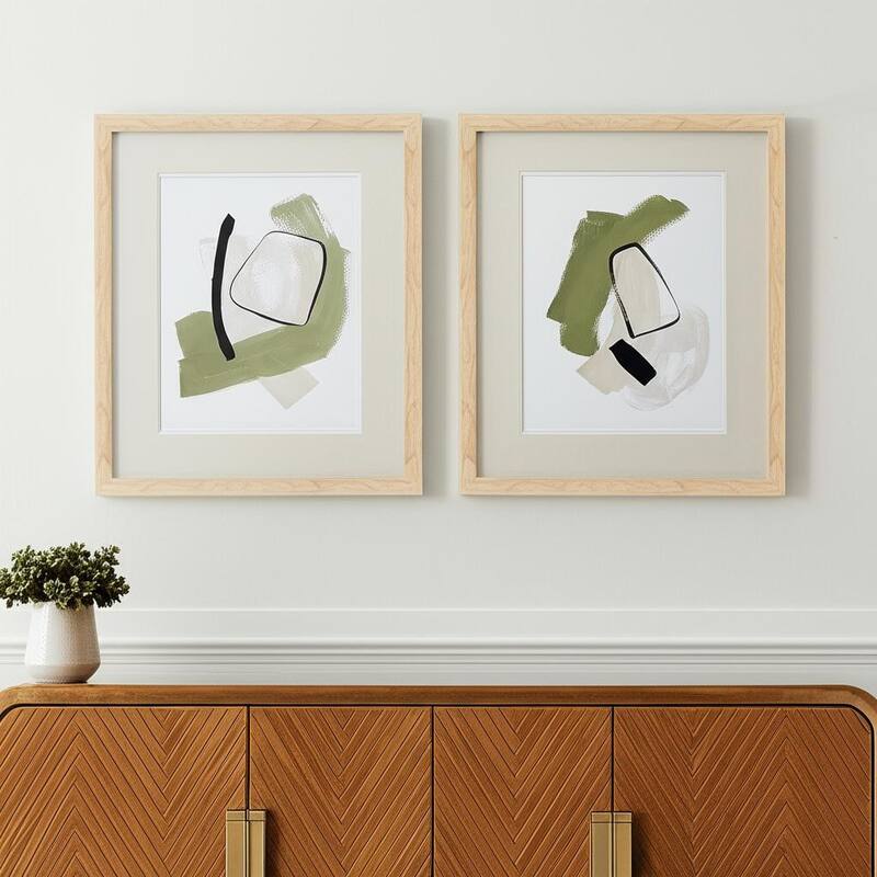 HomeRoots Set Of Two Sage Treasures I Brown Framed Wall Art - 18.00 in. x 21.00 in.  x 1.00 in.