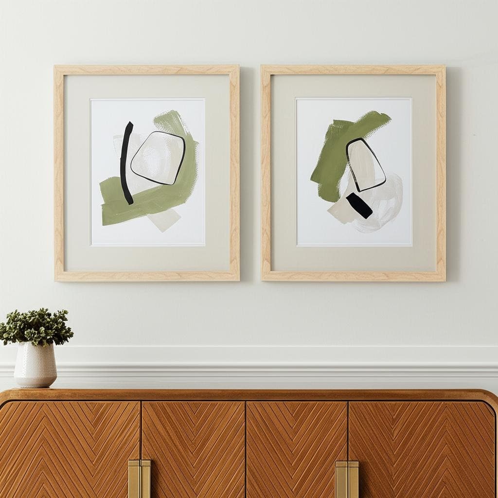 HomeRoots Set Of Two Sage Treasures I Brown Framed Wall Art