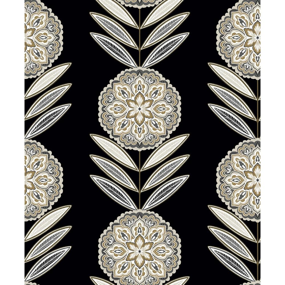 Seabrook Designs Belle Floral Stripe Non-Woven Unpasted Wallpaper