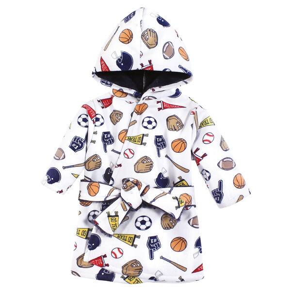slide 1 of 1, Hudson Baby Infant Boy Mink with Faux Fur Lining Pool and Beach Robe Cover-ups, Sports Fan 0-6 Months - Sports Fan
