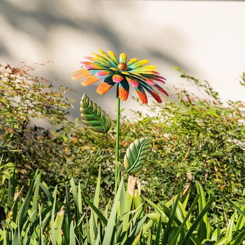 Glitzhome 41"H Garden Metal Flower Yardstake