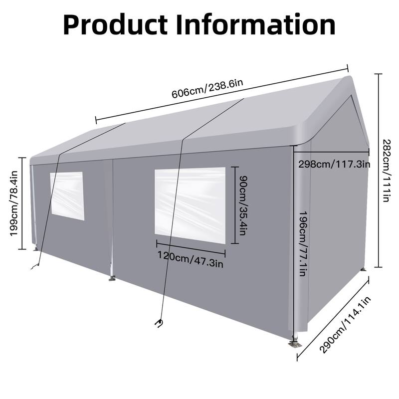 10'x20' Portable Carport Garage Tent Outdoor Storage Shed