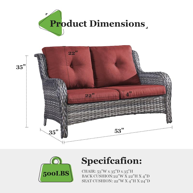Gymojoy Patio Loveseat Sofa with Cuhsion