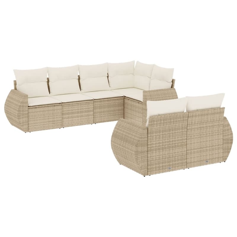 vidaXL Patio Sofa Set with Cushions Outdoor Furniture 7 Piece Poly Rattan