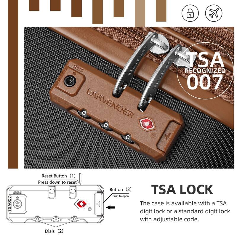 6-Piece, Luggage Sets, Hard-Shell Expandable Luggage with Spinner Wheels and Combination Lock, for Boarding Travel