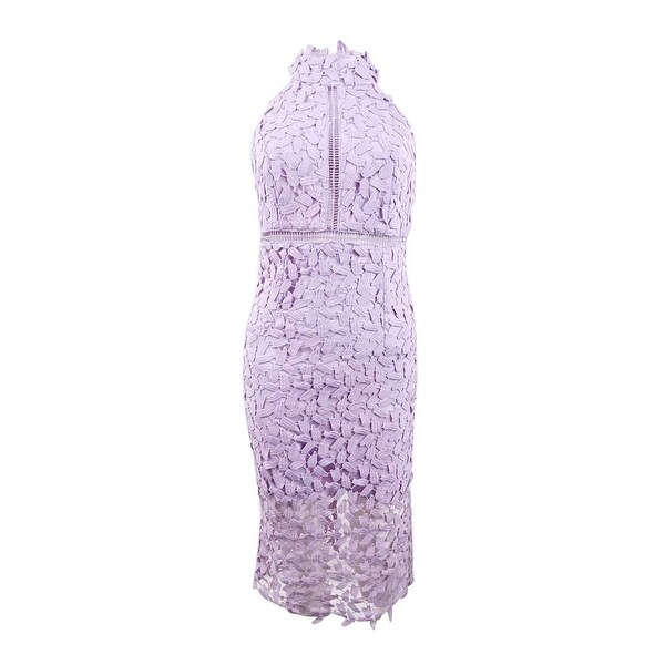 bardot lace illusion halter dress