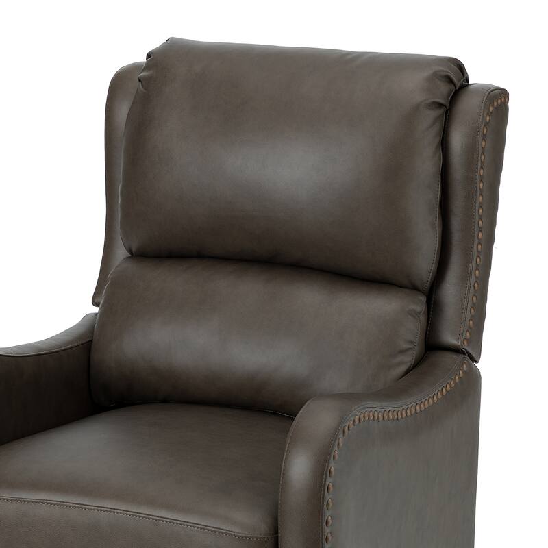 Brigida Cigar Genuine Leather Pushback Recliner with Nailhead Trim by HULALA HOME