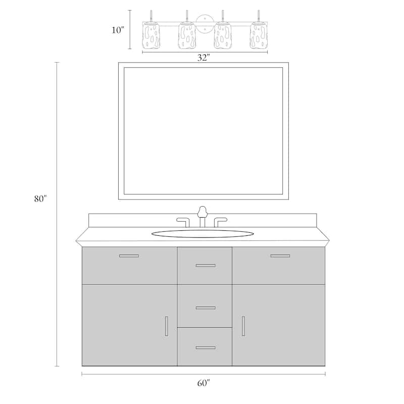 Kole Farmhouse 4-Light Linear Bathroom Vanity Lights Mason Jar Glass Wall Sconces