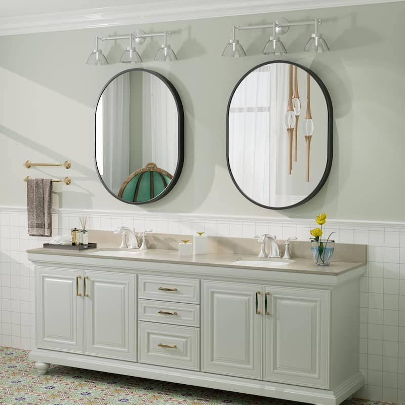 KIOTEE Oval Black Aluminum Alloy Framed French Cleat Mounted Wall Decor Bathroom Vanity Mirror with 5-Year Warranty