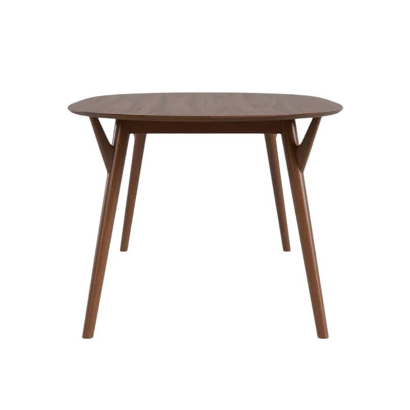 Oval Wooden Dining Table with Angled Legs in Walnut
