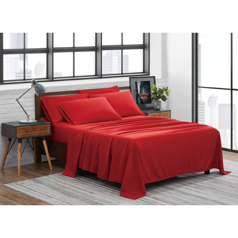FUBU Solid Microfiber Sheet Set + Extra Pillowcases