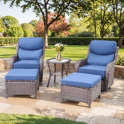 Outdoor Swivel Chairs with 6-Inch Thick Cushions for Garden