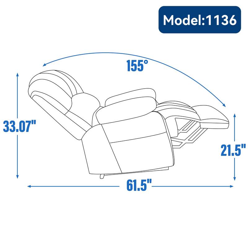 Oversized Power Lift Recliner Chair with Massage, Heat, 8-Point Vibration, Lumbar Heating, USB Port, Dual Side Pockets