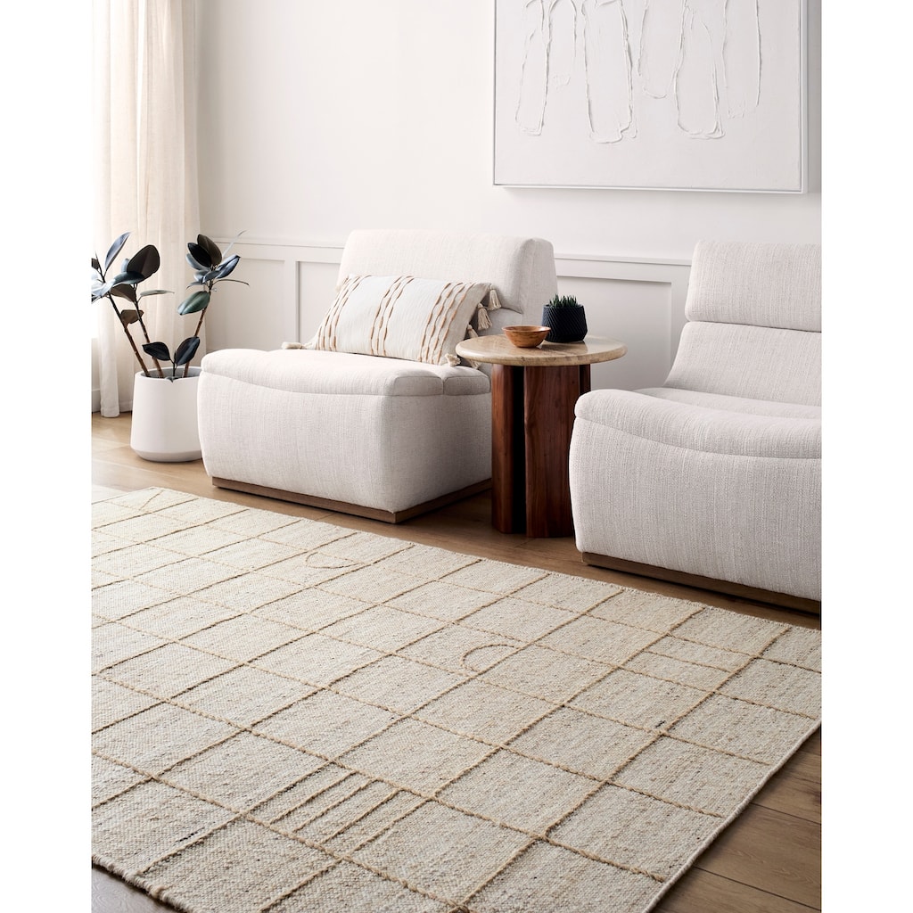 Abigale Transitional Checkered Wool Area Rug