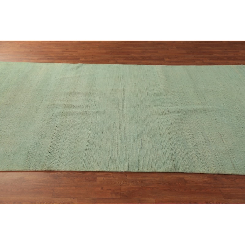 Light Green Modern Gabbeh Oriental Area Rug Hand-Knotted Wool Carpet - 5'7" x 9'4"