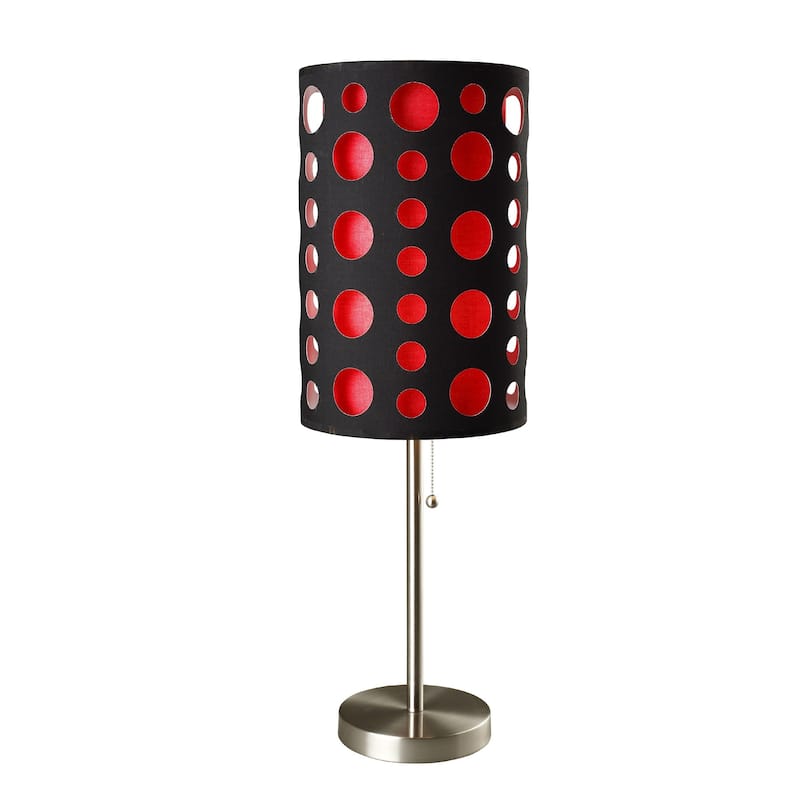 33" Steel Mod Table Lamp With Black And Red Drum Shade - 16 x 16 x 33