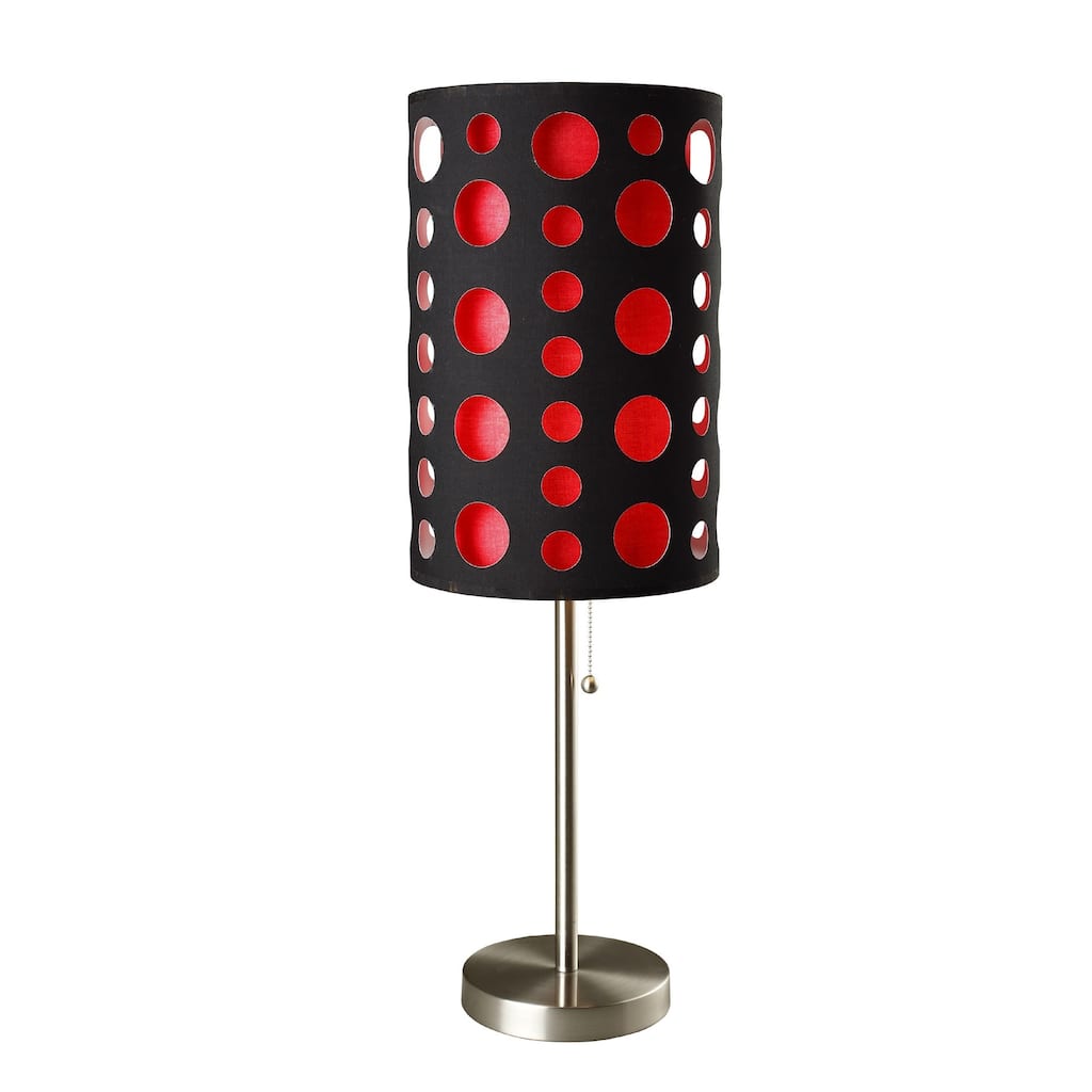 33" Steel Mod Table Lamp With Black And Red Drum Shade - 16 x 16 x 33