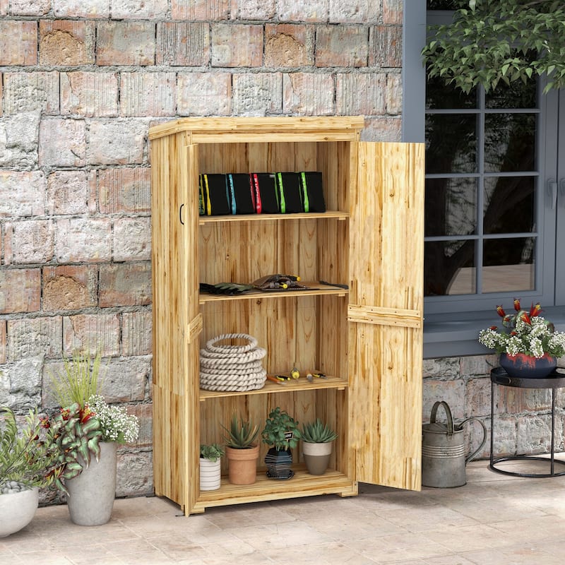 Outdoor Wooden Garden Shed w/ Waterproof Galvanized Metal Roof