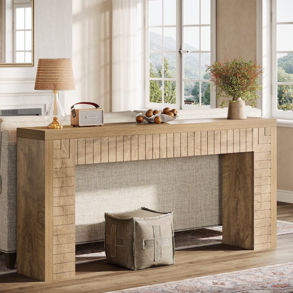 70.9" Extra Long Farmhouse Wooden Console Sofa Table Behind Couch - 11.4" D x 70.9" W x 33.4" H