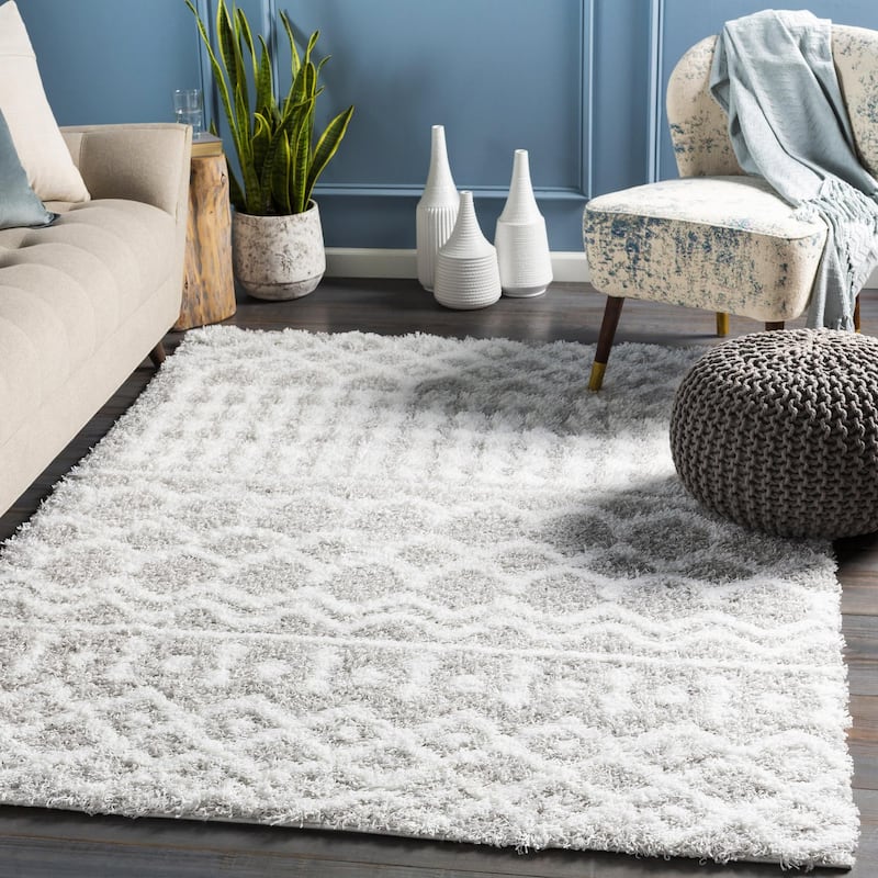 Livabliss Urban Shag Bohemian Tribal Area Rug - 5' 3" x 7' 3" - Light Grey