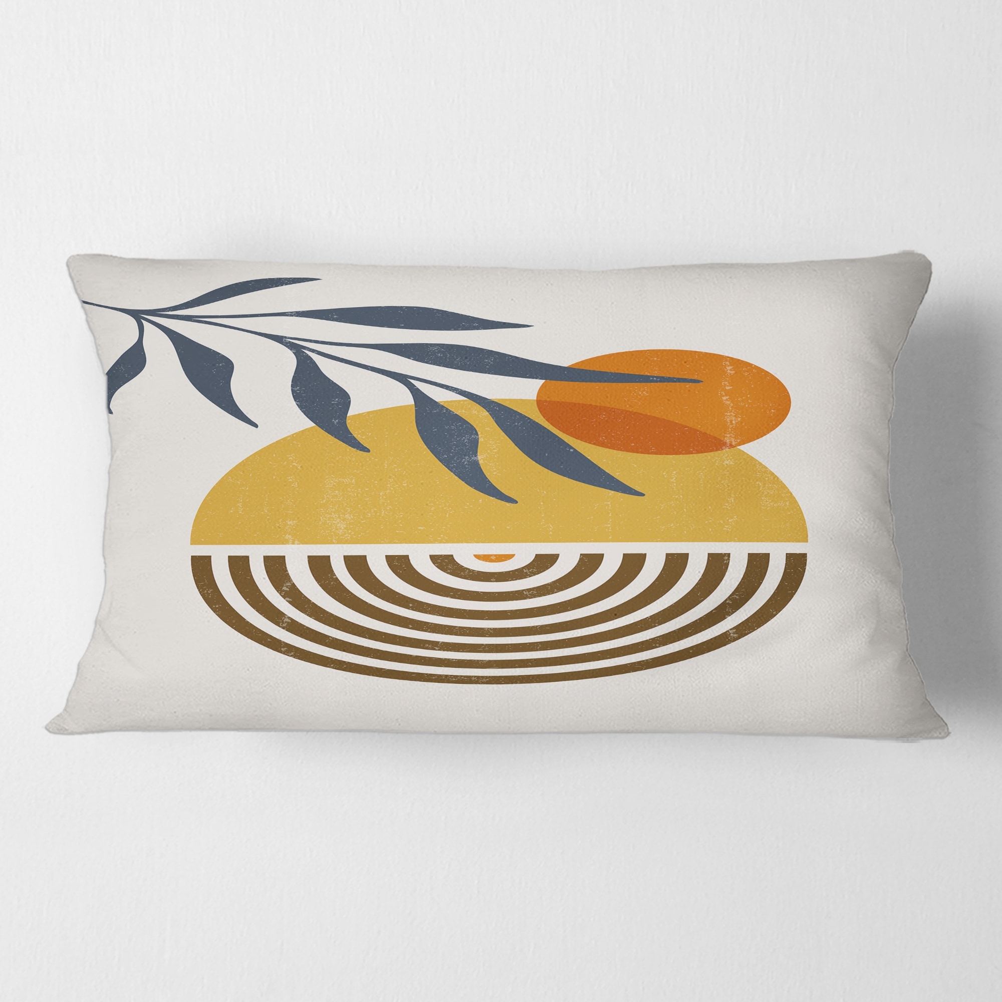 Designart 'Botanical Minimalist Leaf With Abstract Shapes IV' Modern Printed Throw Pillow
