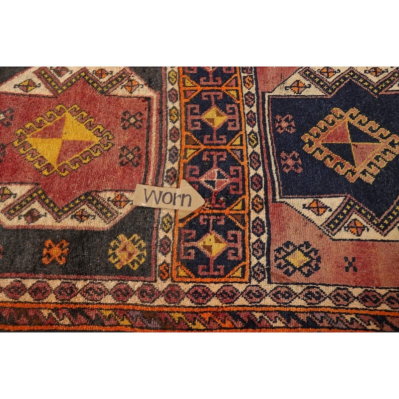 Tribal Anatolian Turkish Vintage Runner Rug Hand-Knotted Wool Carpet - 3'4"x 11'3"
