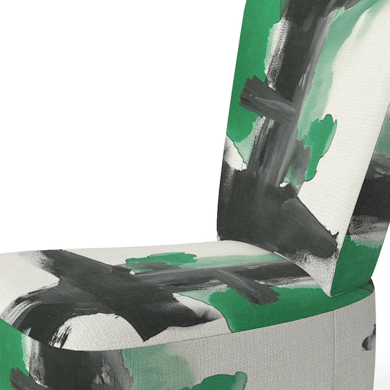 Designart "Geometric Black And Teal IV" Upholstered Abstract Accent Chair - Modern Arm Chair For Bedroom