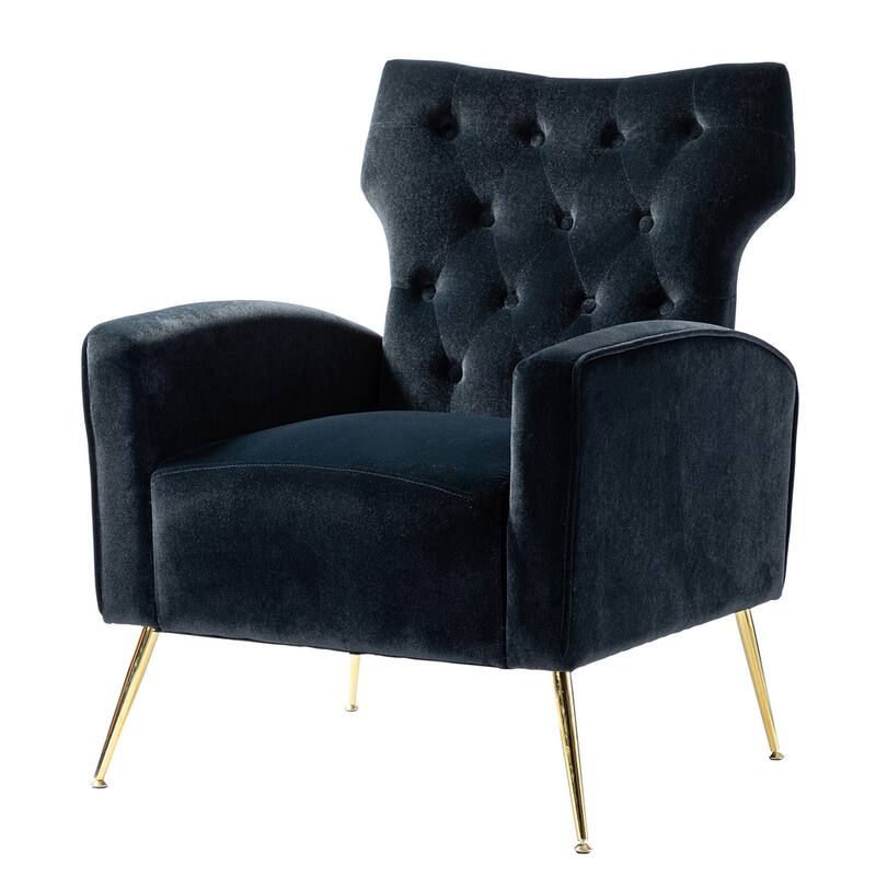 Abadiana Accent Tufted Chair with Metal Base by HULALA HOME