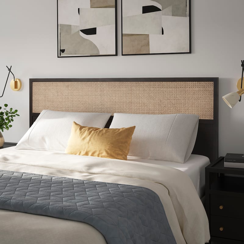 NPD Furniture Caine Rattan Queen Headboard - Black - Queen