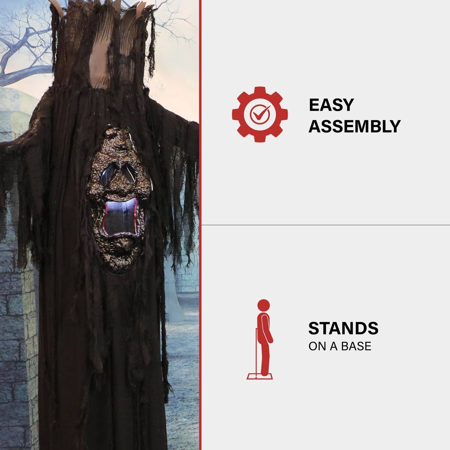 Haunted Hill Farm LightUp Creepy Ghost Tree with White Strobe Effects