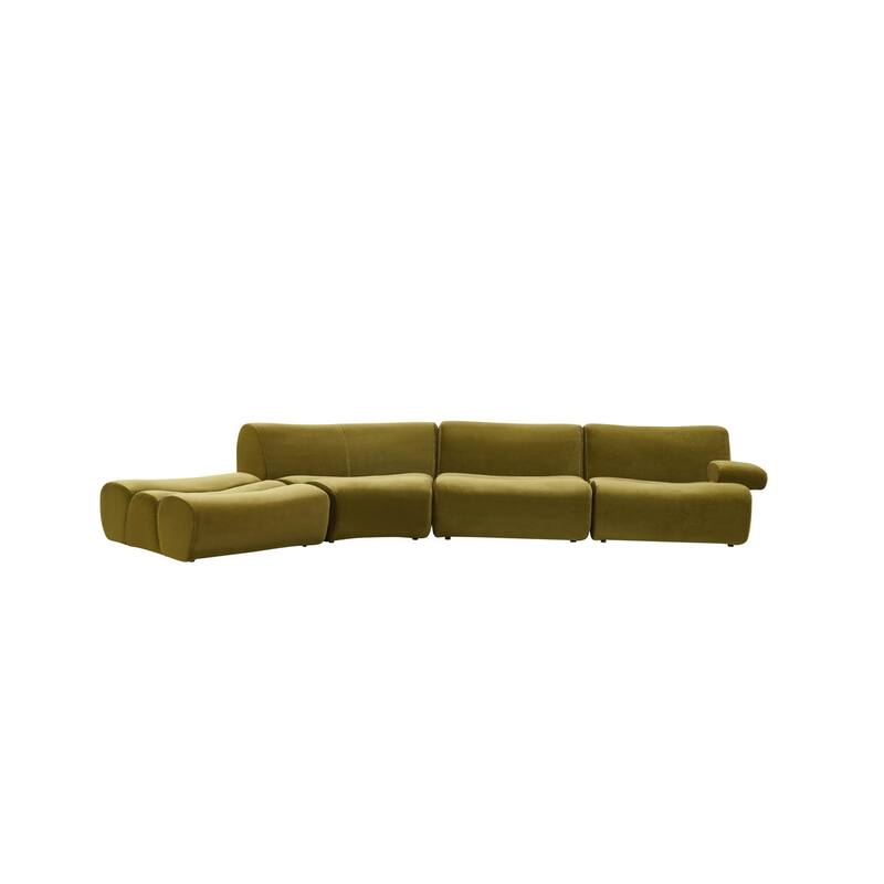 Ernest Premium Satin Velvet Modular 4pc Sectional Sofa