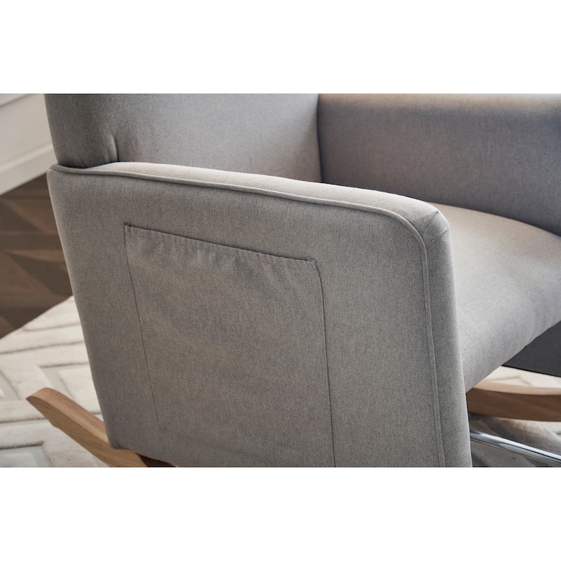 Cotton Linen Fabric Nursery Rocking Chair With Adjustable Footrest