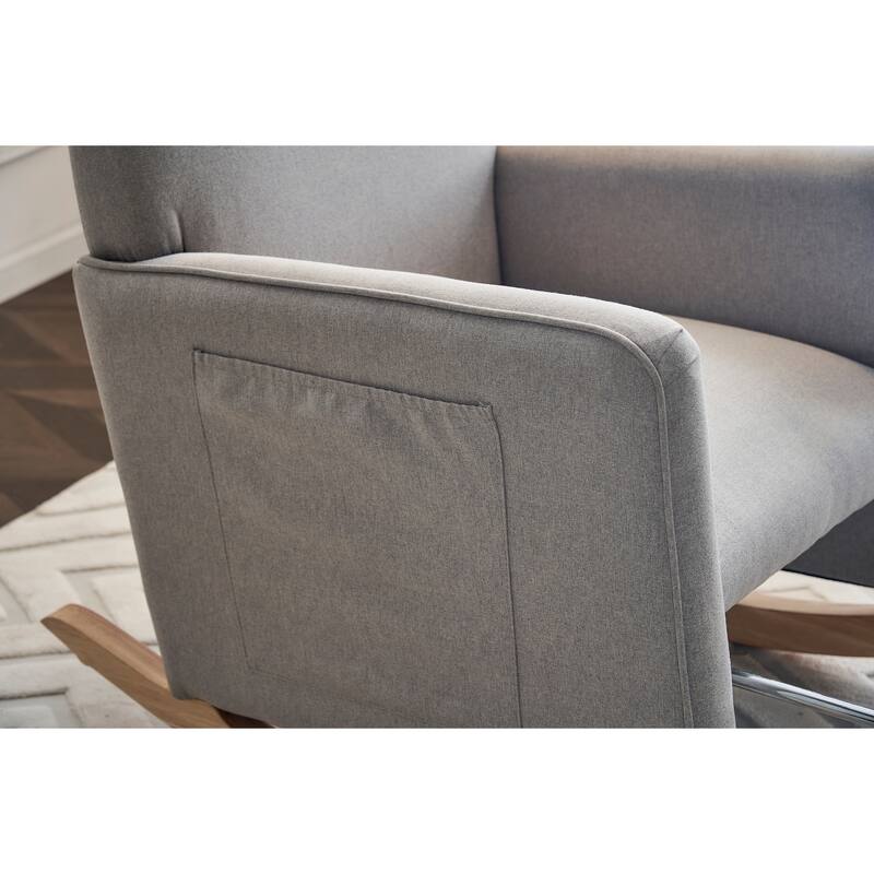 Upholstered Fabric Nursery Rocking Chair with Adjustable Footrest
