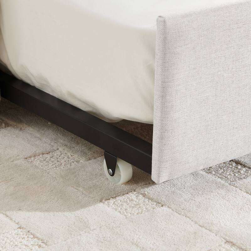 Vertical Stripes Daybed with Trundle Upholstered Sofa Bed