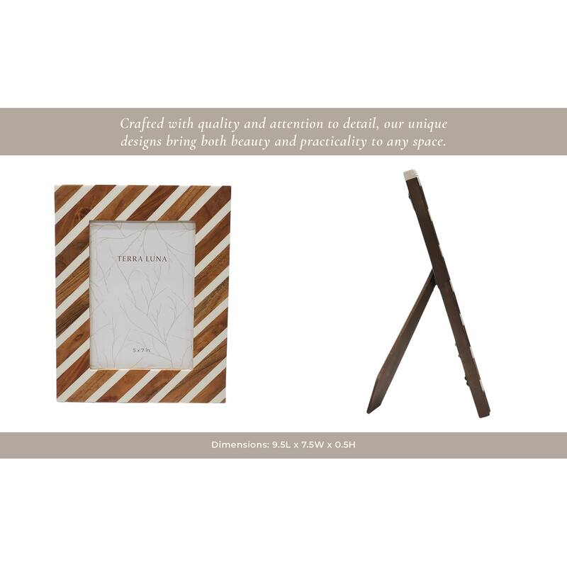 Resin Wood Picture Frame Diagonal Stripe Design - 5x7" Brown