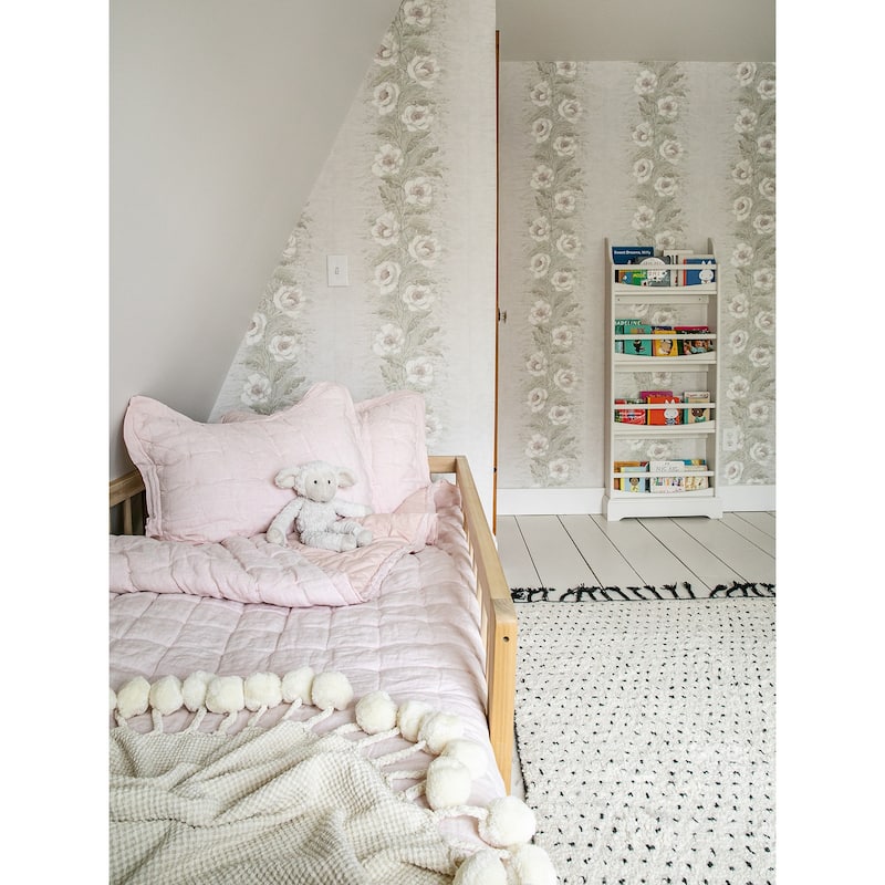 Zio and Sons Dutch Garland Blush Gardenia Stripe Wallpaper