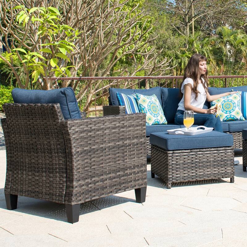 OVIOS 8-piece Patio Wicker Outdoor High-back Sectional Furniture Set